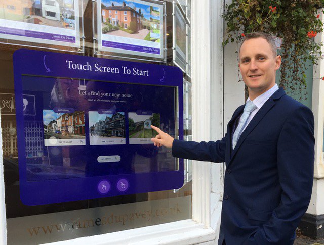 Touch Screen Interactive Portfolio accessible 24/7 at James Du Pavey Estate Agents Touch Screen Interactive Portfolio accessible 24/7 at James Du Pavey Estate Agents